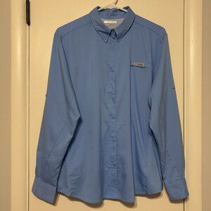 Columbia PFG Women's Tab Sleeve Tamiami II Fishing Hiking Trail Shirt XL Lt Blue